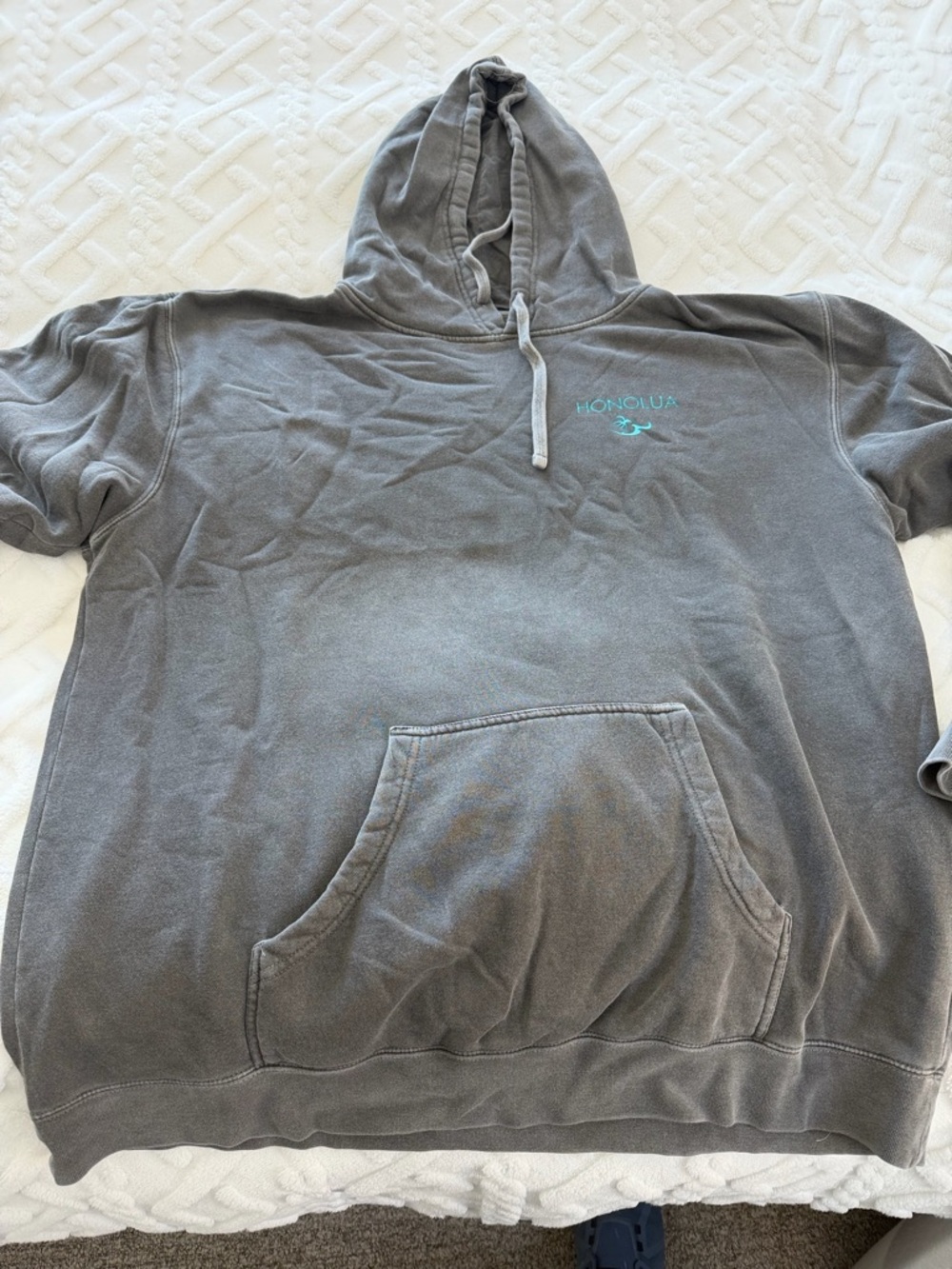 Honolua Gray Pullover Hoodie with Teal Logo